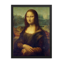 The Mona Lisa framed print on a plain backdrop in size 18"x24".