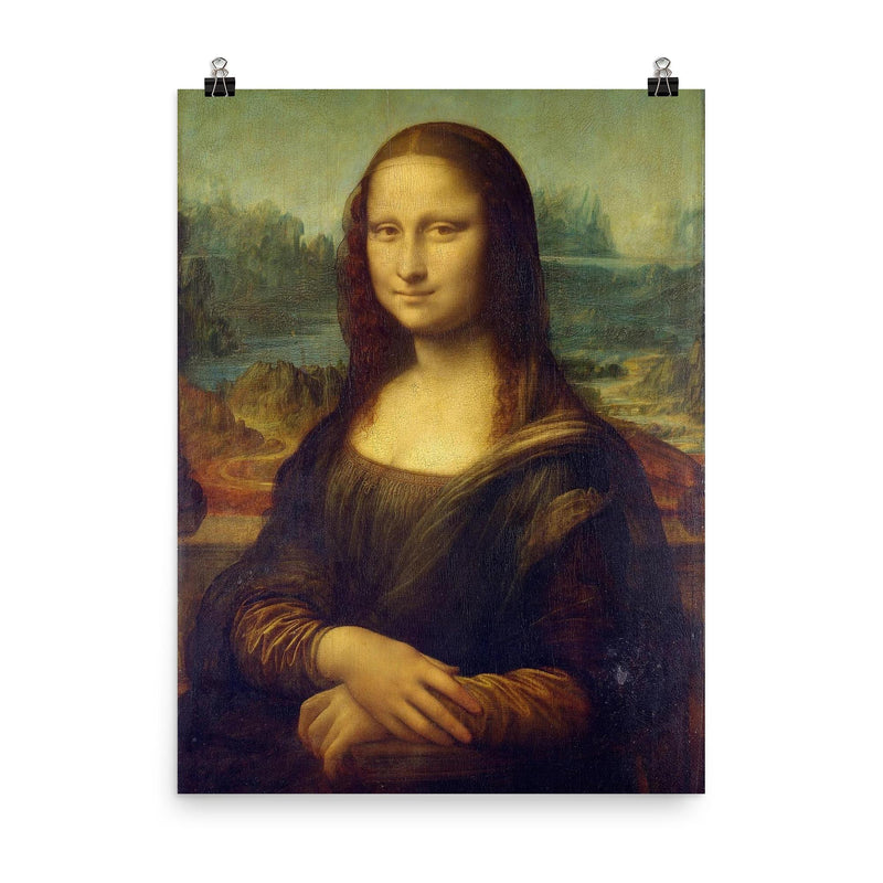 The Mona Lisa poster on a plain backdrop in size 8