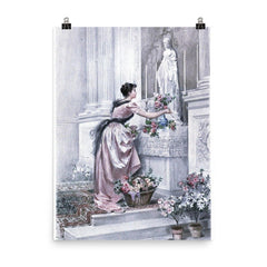 The Month of Mary by Madeleine Lemaire, 1886 poster on a plain backdrop in size 8"x10".