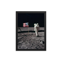 The Moon Landing framed print on a plain backdrop in size 12"x16".