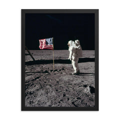 The Moon Landing framed print on a plain backdrop in size 18"x24".