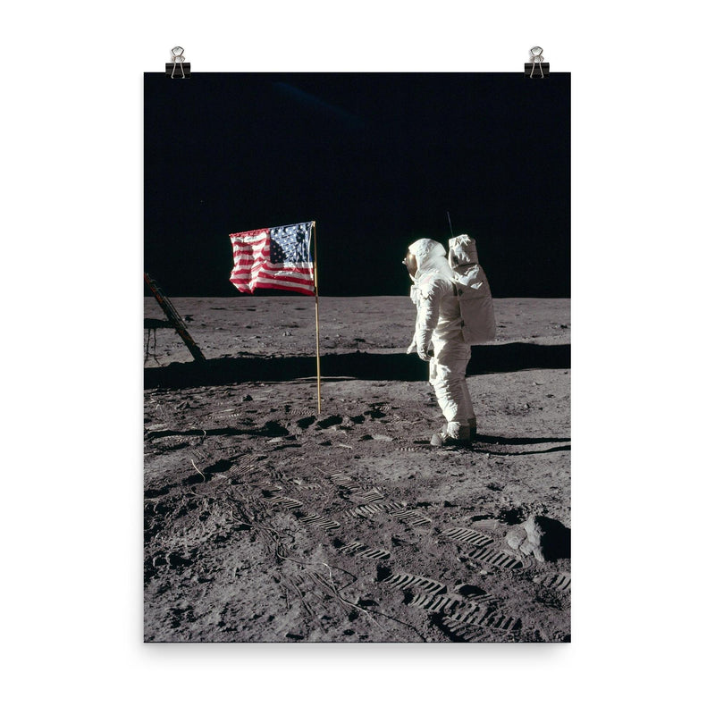 The Moon Landing poster on a plain backdrop in size 8