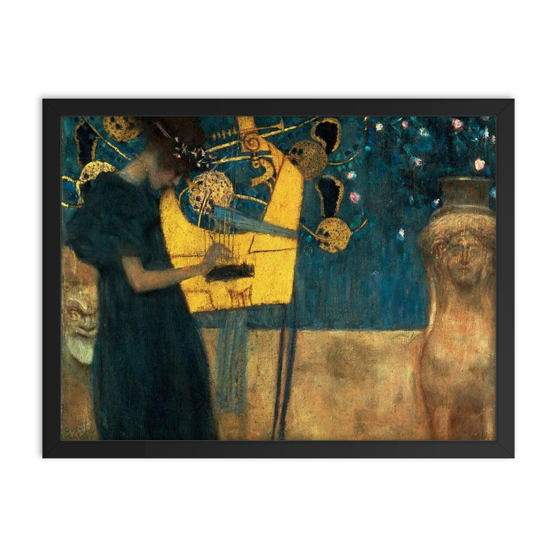 The Music by Gustav Klimt, 1895 framed print on a plain backdrop in size 18