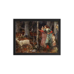 The Mystic Wood by John William Waterhouse framed print on a plain backdrop in size 12"x16".