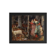 The Mystic Wood by John William Waterhouse framed print on a plain backdrop in size 8"x10".