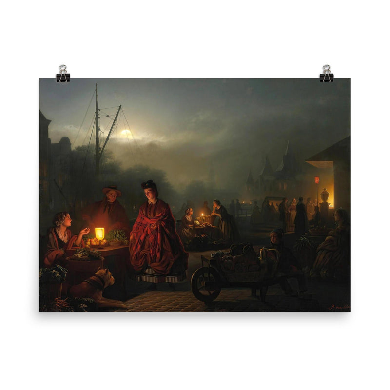 The Night Market by Petrus van Schendel poster on a plain backdrop in size 8