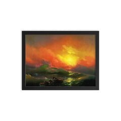 The Ninth Wave by Ivan Aivazovsky, 1850 framed print on a plain backdrop in size 12"x16".