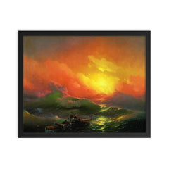 The Ninth Wave by Ivan Aivazovsky, 1850 framed print on a plain backdrop in size 16"x20".