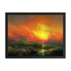 The Ninth Wave by Ivan Aivazovsky, 1850 framed print on a plain backdrop in size 18"x24".