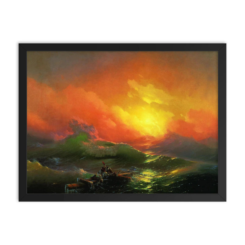 The Ninth Wave by Ivan Aivazovsky, 1850 framed print on a plain backdrop in size 18