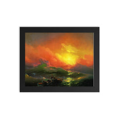 The Ninth Wave by Ivan Aivazovsky, 1850 framed print on a plain backdrop in size 8"x10".