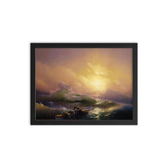 The Ninth Wave by Ivan Konstantinovich Aivazovsky, 1850 framed print on a plain backdrop in size 12"x16".