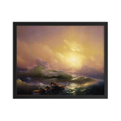 The Ninth Wave by Ivan Konstantinovich Aivazovsky, 1850 framed print on a plain backdrop in size 16"x20".
