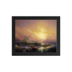 The Ninth Wave by Ivan Konstantinovich Aivazovsky, 1850 framed print on a plain backdrop in size 8"x10".