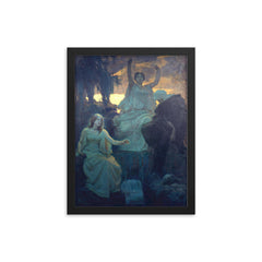 The Norns by Alois Delug, 1894 framed print on a plain backdrop in size 12"x16".