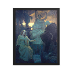 The Norns by Alois Delug, 1894 framed print on a plain backdrop in size 16"x20".