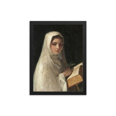 The Novice by James Sant, 1856 framed print on a plain backdrop in size 12"x16".