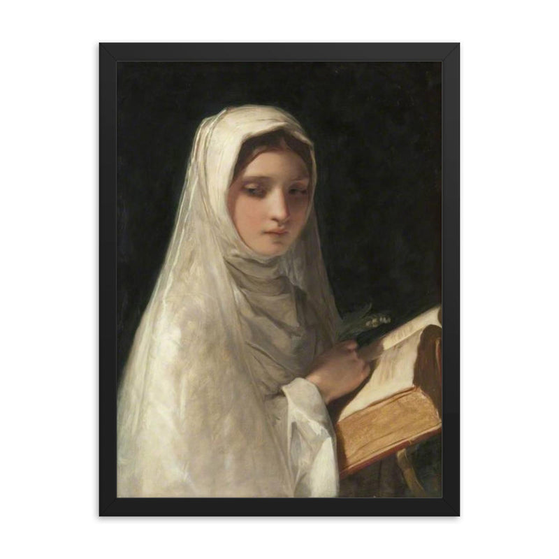 The Novice by James Sant, 1856 framed print on a plain backdrop in size 18