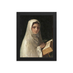 The Novice by James Sant, 1856 framed print on a plain backdrop in size 8"x10".