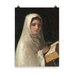The Novice by James Sant, 1856 poster on a plain backdrop in size 8"x10".
