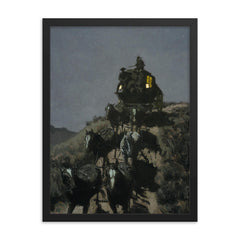 The Old Stage Coach of the Plains by Frederic Remington, 1901 framed print on a plain backdrop in size 18"x24".