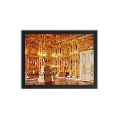 The Only Known Color Photograph of the Amber Room, St Petersburg, 1943 framed print on a plain backdrop in size 12"x16".