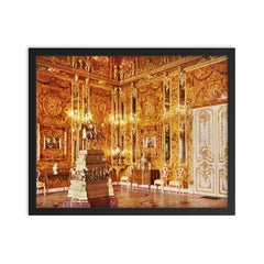 The Only Known Color Photograph of the Amber Room, St Petersburg, 1943 framed print on a plain backdrop in size 16"x20".