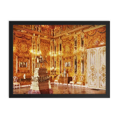 The Only Known Color Photograph of the Amber Room, St Petersburg, 1943 framed print on a plain backdrop in size 18"x24".