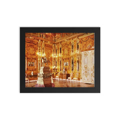 The Only Known Color Photograph of the Amber Room, St Petersburg, 1943 framed print on a plain backdrop in size 8"x10".
