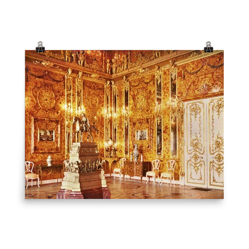 The Only Known Color Photograph of the Amber Room, St Petersburg, 1943 poster on a plain backdrop in size 8