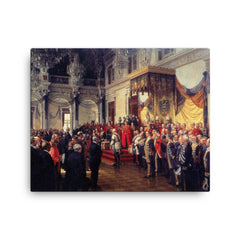 The Opening of the German Reichstag in the White Hall of the Berlin Palace by Anton von Werner, 1888 canvas print on a plain backdrop in size 16"x20".