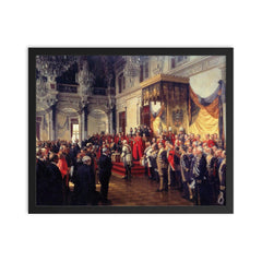 The Opening of the German Reichstag in the White Hall of the Berlin Palace by Anton von Werner, 1888 framed print on a plain backdrop in size 16"x20".
