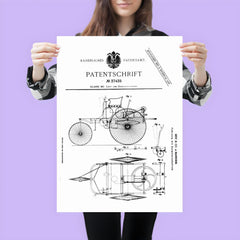 The original official patent for the Benz Motorwagen three wheeled car - first ever car patent poster 3
