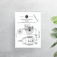 The original official patent for the Benz Motorwagen three wheeled car - first ever car patent poster 7