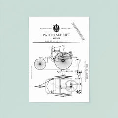 The original official patent for the Benz Motorwagen three wheeled car - first ever car patent poster 8