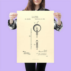The original patent for the lightbulb by Thomas Edison poster 3