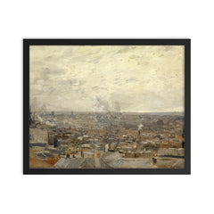 The Outskirts of Paris by Vincent van Gogh, 1887 framed print on a plain backdrop in size 16"x20".