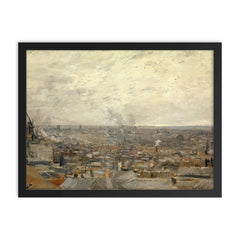 The Outskirts of Paris by Vincent van Gogh, 1887 framed print on a plain backdrop in size 18"x24".