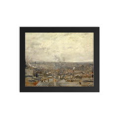 The Outskirts of Paris by Vincent van Gogh, 1887 framed print on a plain backdrop in size 8"x10".