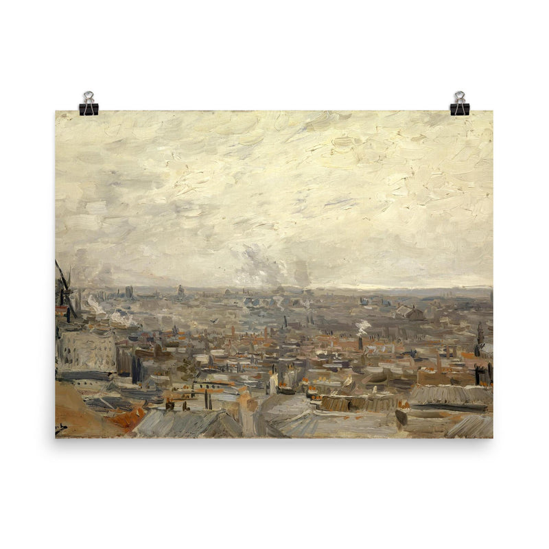 The Outskirts of Paris by Vincent van Gogh, 1887 poster on a plain backdrop in size 8