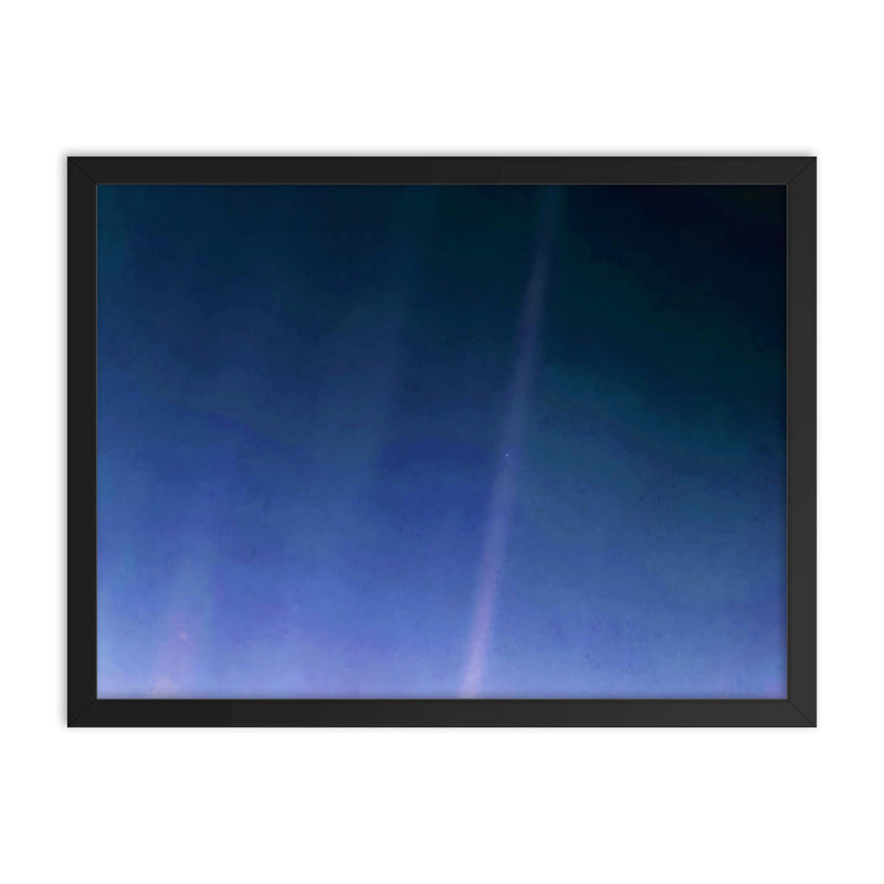 The Pale Blue Dot framed print on a plain backdrop in size 18
