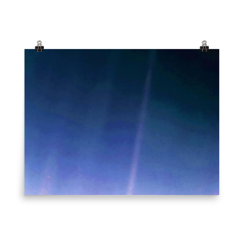 The Pale Blue Dot poster on a plain backdrop in size 8
