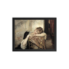 The Parisienne (Virginie) by Albert Edelfelt, 1883 framed print on a plain backdrop in size 12"x16".