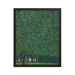 The Park by Gustav Klimt, 1910 framed print on a plain backdrop in size 16"x20".