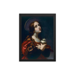 The Penitent Mary Magdalene by Carlo Dolci framed print on a plain backdrop in size 12"x16".