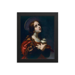 The Penitent Mary Magdalene by Carlo Dolci framed print on a plain backdrop in size 8"x10".