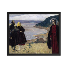 The Pilgrim by Mikhail Nesterov framed print on a plain backdrop in size 16"x20".