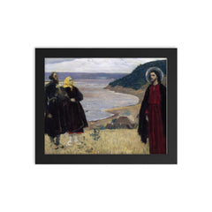 The Pilgrim by Mikhail Nesterov framed print on a plain backdrop in size 8"x10".
