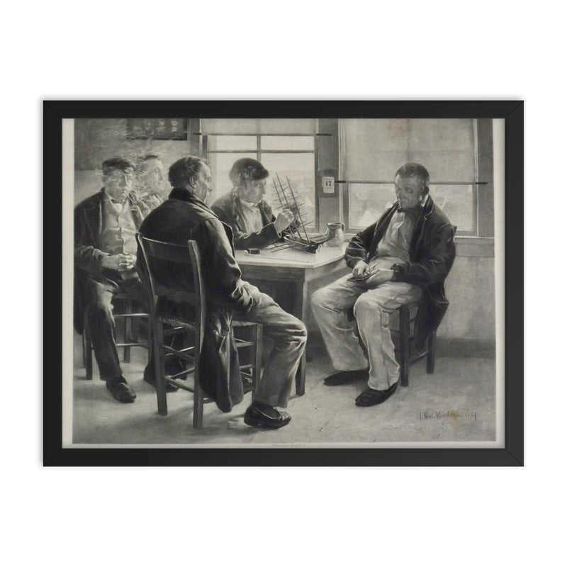 The Pilots by Gari Melchers framed print on a plain backdrop in size 18