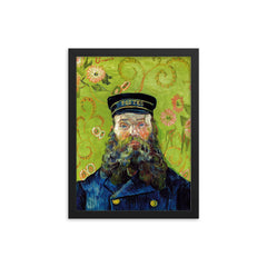 The Postman by Vincent van Gogh, 1889 framed print on a plain backdrop in size 12"x16".